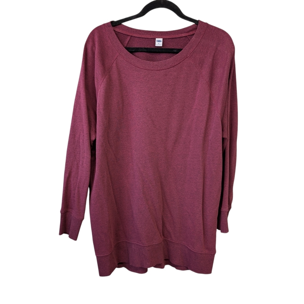 Heathered Maroon Lightweight Tunic Length Sweater XL
